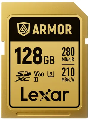 Card de memorie Lexar ARMOR Gold LSDAMGL128G-RNNNG, 128GB, SDXC, UHS-II U3, V60, Inox, IP68