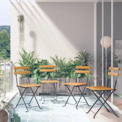 Scaune bistro pliabile, 4 buc., lemn masiv acacia