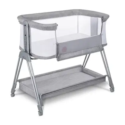 Patut co-sleeper, Lionelo, Luna, 2 in 1, Cu laterala culisanta, Cu setare unghiulara, Cu roti…