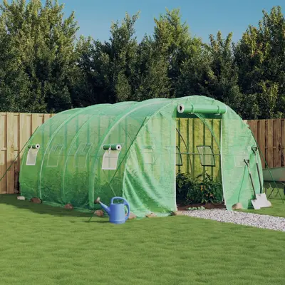 Sera cu cadru din otel, verde, 12 m2, 4x3x2 m
