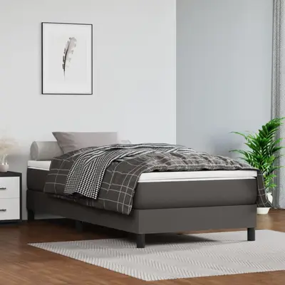 Saltea de pat cu arcuri, gri, 80x200x20 cm, piele ecologica