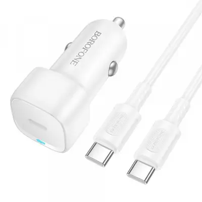 Borofone Incarcator Auto Cu Cablu USB-C Borofone BZ34A Cloud, 20W, 3A, 1 x USB-C, Alb