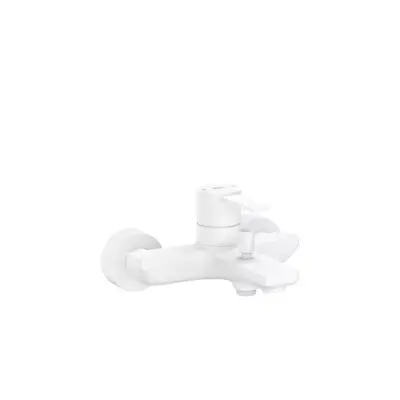 Roca Baterie cada Roca, Gama Targa, cartus ceramic, levier metalic, diverter, monocomanda, alb mat