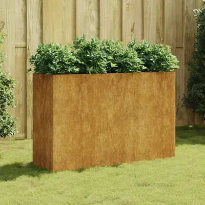 Strat inaltat de gradina, 120x40x80 cm, otel corten