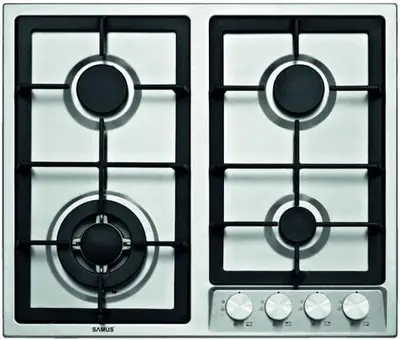 Plita incorporabila Samus PSG-64SX1, Gaz, 4 arzatoare, Arzator Wok, Sistem de siguranta (Inox)