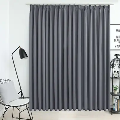 Draperie opaca, gri, 290 x 245 cm, cu carlige
