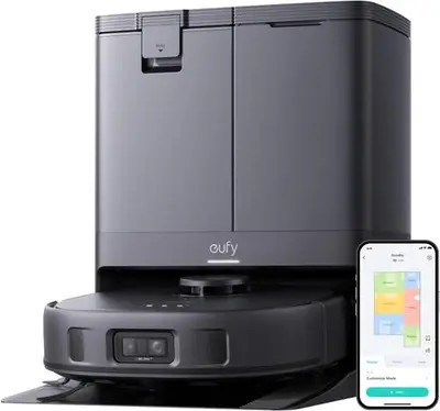 Aspirator robot eufy X10 Pro Omni, 8,000 Pa, Dual Mop, AI, Autonomie 120 minute, 60 W, Apa curata 3…