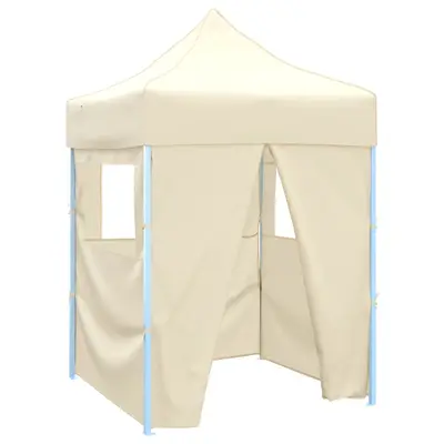 Cort de petrecere pliabil cu 4 pereti, crem, 2 x 2 m, otel