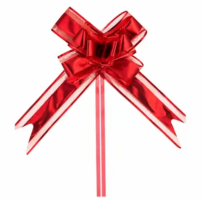 Funde pull bow din satin și organza - roșu (set 10 buc) - Default Title