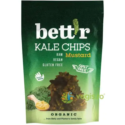 Chips-uri din Kale cu Mustar Raw fara Gluten Ecologice/Bio 30g