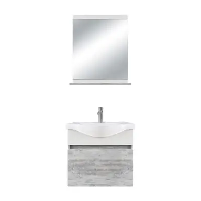 Set mobilier baie Selcuk suspendat 3 piese gri deschis 65 cm