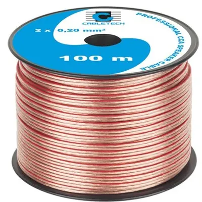 Cablu difuzor CCA, 2 x 0.2 mm2, transparent. Rola 100 m. KAB0351