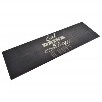 Covor de bucatarie lavabil kitchen, negru, 60x180 cm, catifea
