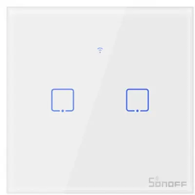 Intrerupator Smart cu Touch Wifi + RF 433 Sonoff T1 EU TX, 2 canale