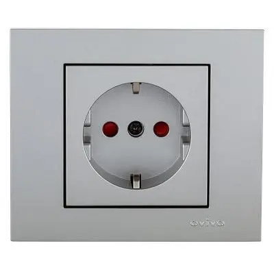 Priza Schuko Ovivo Grano Metalic OV00127, 16A, argintiu