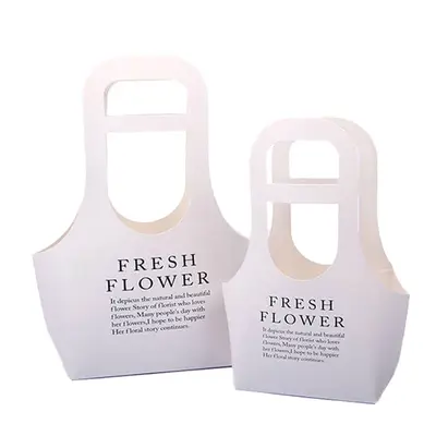 Sacoșe din hârtie Fresh Flower - alb (set 10 buc) - Mici - 17x7,5x32,5cm