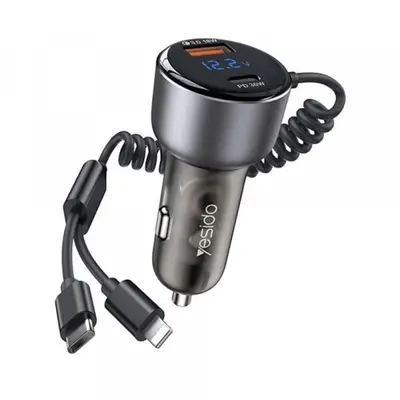 Yesido Incarcator Auto Cu Cablu USB-C / Lightning Yesido Y58 Display, 60W, 3A, 1 x USB-A - 1 x…