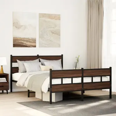 Cadru de pat fara saltea, cu tablie de cap/picioare, 140x190 cm