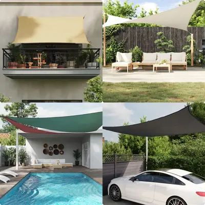 Panza parasolar, negru, 4x6 m, tesatura oxford, dreptunghiular