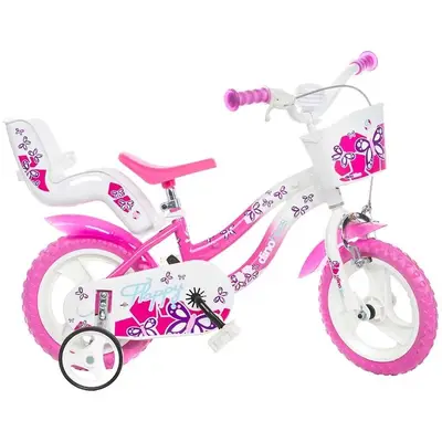 Bicicleta cu pedale, Dino Bikes, Flappy, Cu roti ajutatoare, Cu cosulet frontal, Cu scaunel pentru…