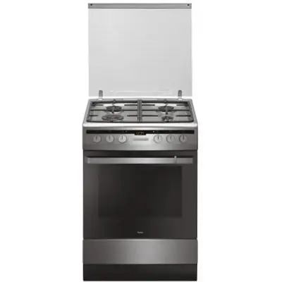 AMICA Aragaz Amica 618GE3.39HZpTaDpNAQ(Xx) 60cm, 4 arzatoare pe gaz, 1 cuptor electric, negru-inox