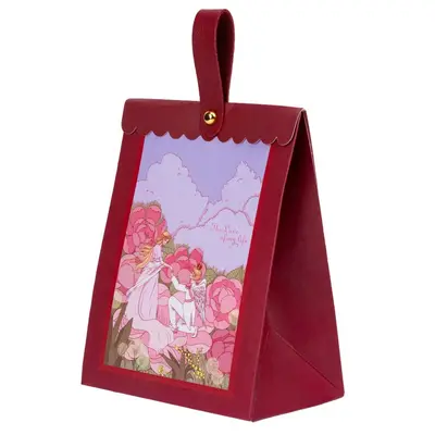 Cutii model floral și mâner din piele (set 50 buc) - Roșu