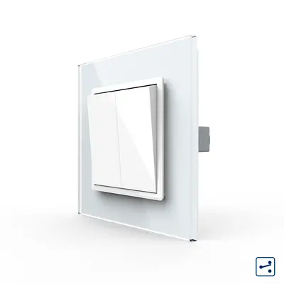 Intrerupator Dublu Mecanic Cap Scara LIVOLO cu Rama din Sticla – Serie Noua