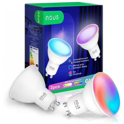 Set 2 becuri LED RGB Smart NOUS P8, GU10, Control din aplicatie