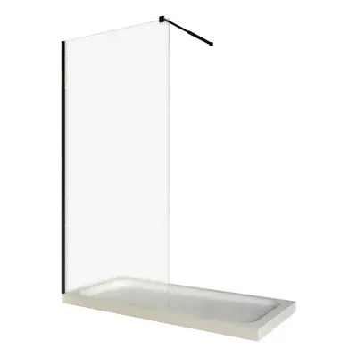 Paravan dus walk in / Perete dus sticla sablata 6 mm profil negru mat tija extensibila 120 x 200 cm
