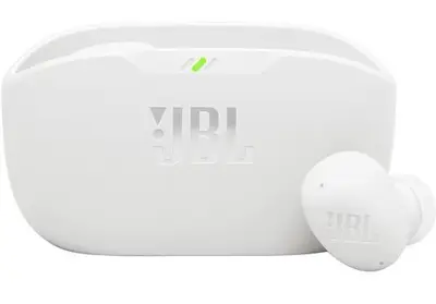 Casti True Wireless JBL Wave Buds 2, Bluetooth, ANC, MultiPoint, IP54, Autonomie 40 ore, Alb