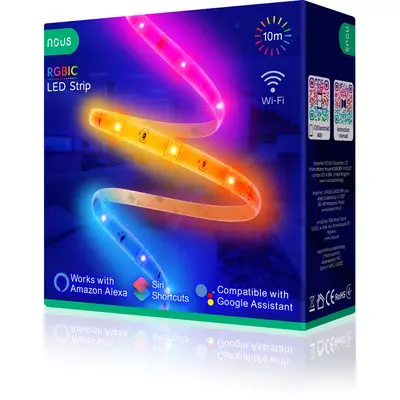 Nous Banda LED Nous Wifi RGBIC F5, 10m, Smart, Sincronizare Muzica