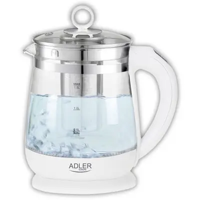 Fierbator de Apa AD 1299 Electric 2200W Cu Control Temperatura Si Infuzor Ceai 1.5l Alb