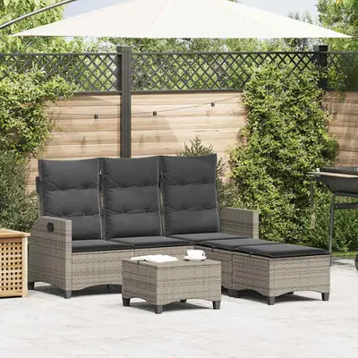 Set canapea gradina 3 piese cu perne forma l polirattan gri