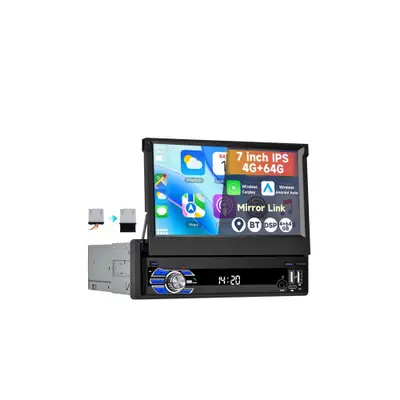 Radio auto 1DIN Android 7 inch retractabil 4GB+64GB Wireless CarPlay Android Auto Cod: A4186