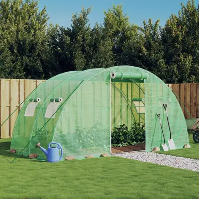 Sera cu cadru din otel, verde, 8 m2, 4x2x2 m