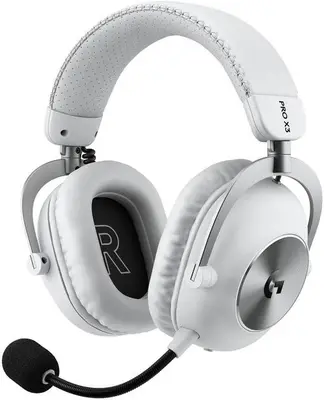 Casti gaming Logitech G PRO X3 LIGHTSPEED, 3.5mm AUX, Bluetooth, Autonomie 70 ore, Microfon (Alb)