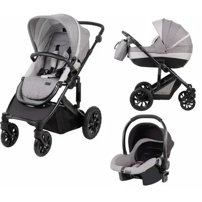 Carucior 3 in 1, FreeON, Trio Comfort, Cu cadru din aluminiu, Reversibil, Grey