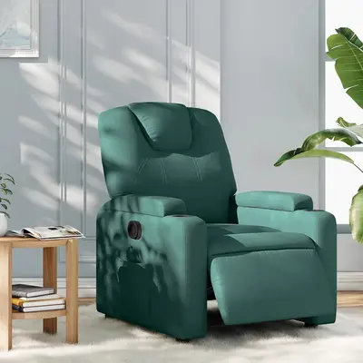Fotoliu rabatabil electric, verde inchis, material textil