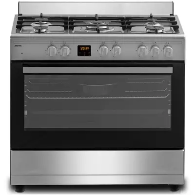MPM Aragaz mixt MPM, 5 arzatoare gaz, cuptor electric 98 l, arzator WOK, 9 functii, 90 cm, Inox