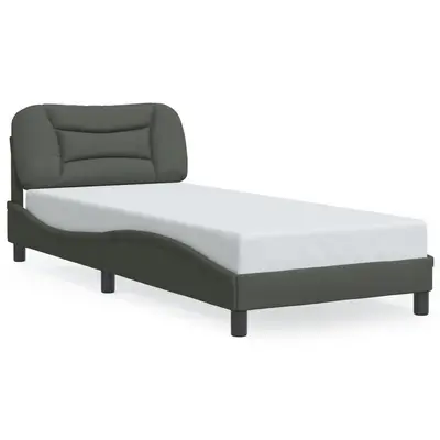 Cadru de pat cu lumini led, gri inchis, 80x200 cm, textil