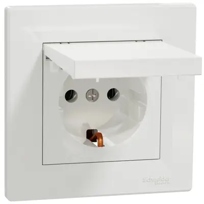 Priza simpla ingropata ST cu capac alba Schneider Asfora EPH3100121