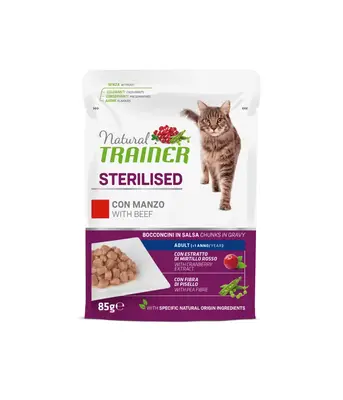 Hrana Umeda Pisici Sterilizate, Natural Trainer, Vita in Sos, 85 g