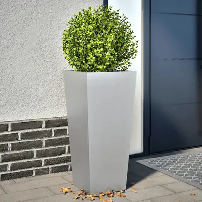 Jardiniere gradina, 2 buc., 35x35x75 cm, otel galvanizat