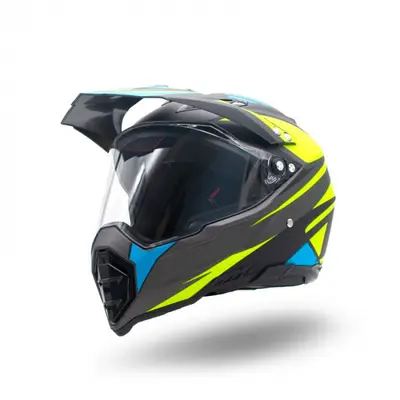 Casca motocross enduro adulti XTR 128, culoare galben albastru, marime S 55-56cm