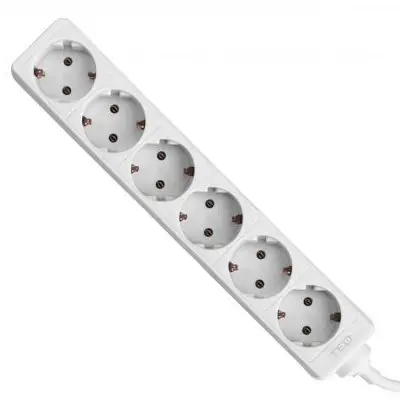 Prelungitor 5 metri cu 6 Schuko, Cablu 3x 1.5mm, Culoare Alb, Putere 3680W 16A, TED Electric…