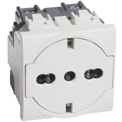 Priza plata 2 module Bticino Living Light N4140/16F, Alb