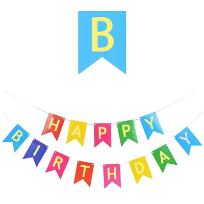 Ghirlandă din hârtie cu mesaj Happy Birthday - Multicolor