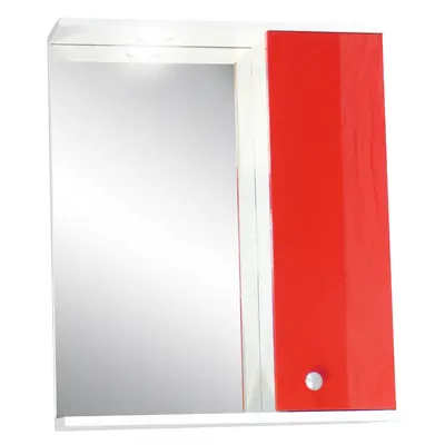 Oglinda baie cu dulap polita si decupaj pentru spot Selena 55x67 cm rosu