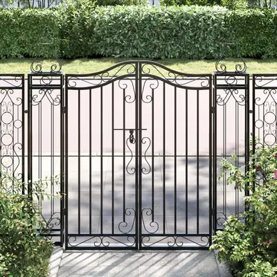 Poarta de gradina, negru, 121x8x120 cm, fier forjat