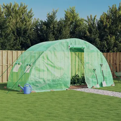 Sera cu cadru din otel, verde, 10 m2, 5x2x2,3 m